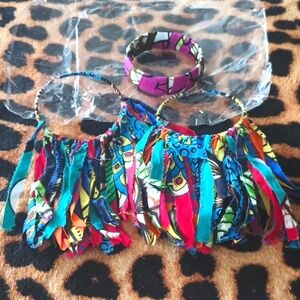 African Cloth Print Large Hooped Earrings